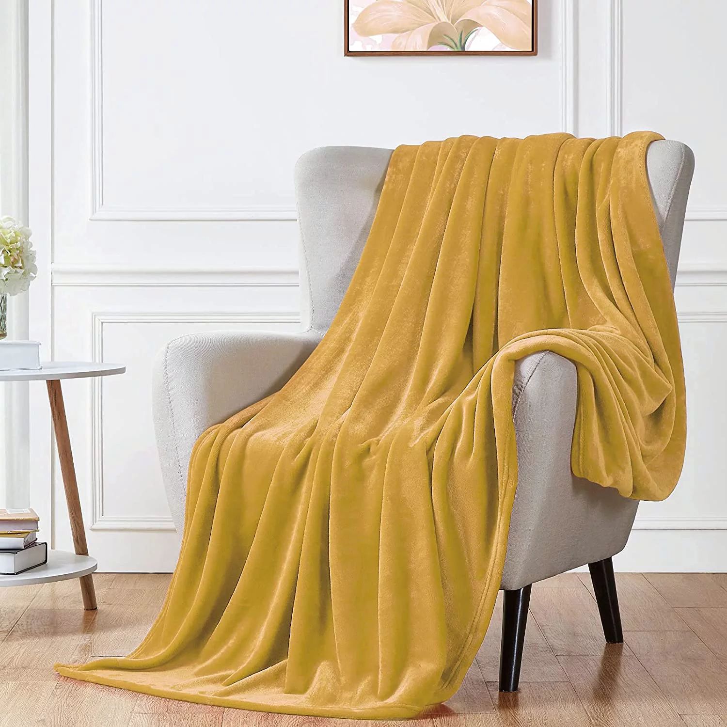 Walensee Ultra Soft Microplush Fleece Throw Blanket, 90" x 90", Honey Gold, Machine Washable | Walmart (US)