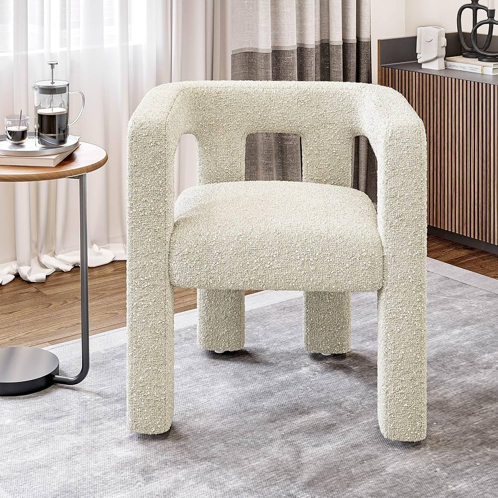 BELLEZE Modern Boucle Chair, Assembled Linen Dining Chair with Barrel Sidearms and Back, Minimali... | Amazon (US)