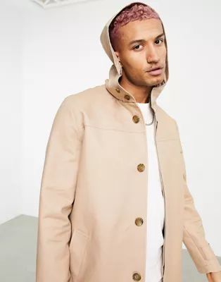 ASOS DESIGN shower resistant hooded trench coat in stone | ASOS | ASOS (Global)