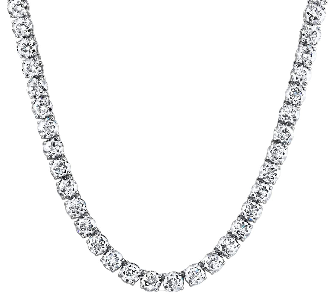 42Ct TW Diamond Tennis Necklace 14k White Gold 16.5" Lab Grown | Shop Simon