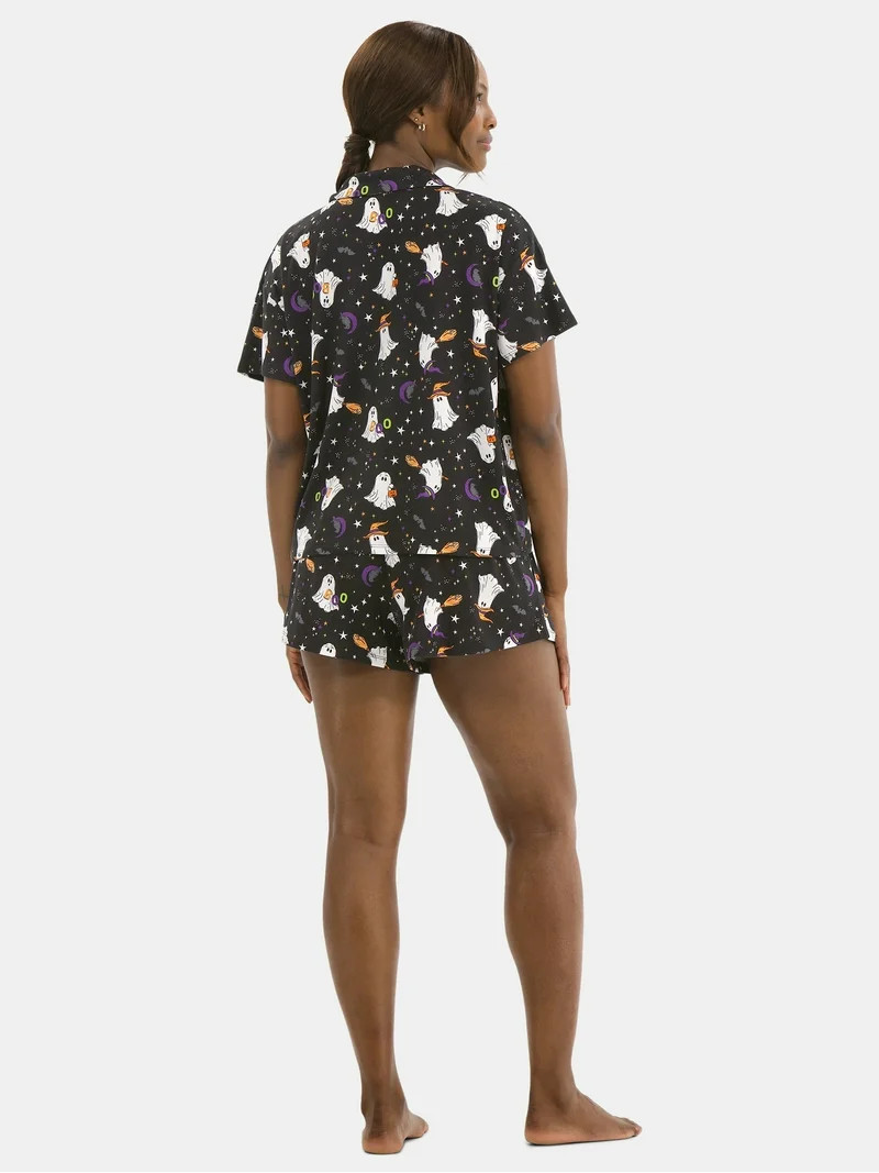 Halloween Women’s Printed Notched Top and Shorts Pajama Set from Way to Celebrate, 2-Piece, Siz... | Walmart (US)