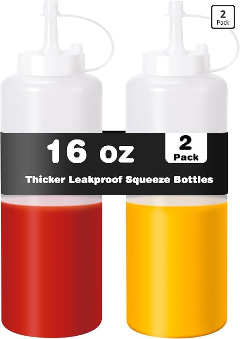 Rainspire 2-Pack 16oz Upgraded Thickened Durable Leak-Proof Condiment Squeeze Bottles for Sauces/... | Amazon (US)