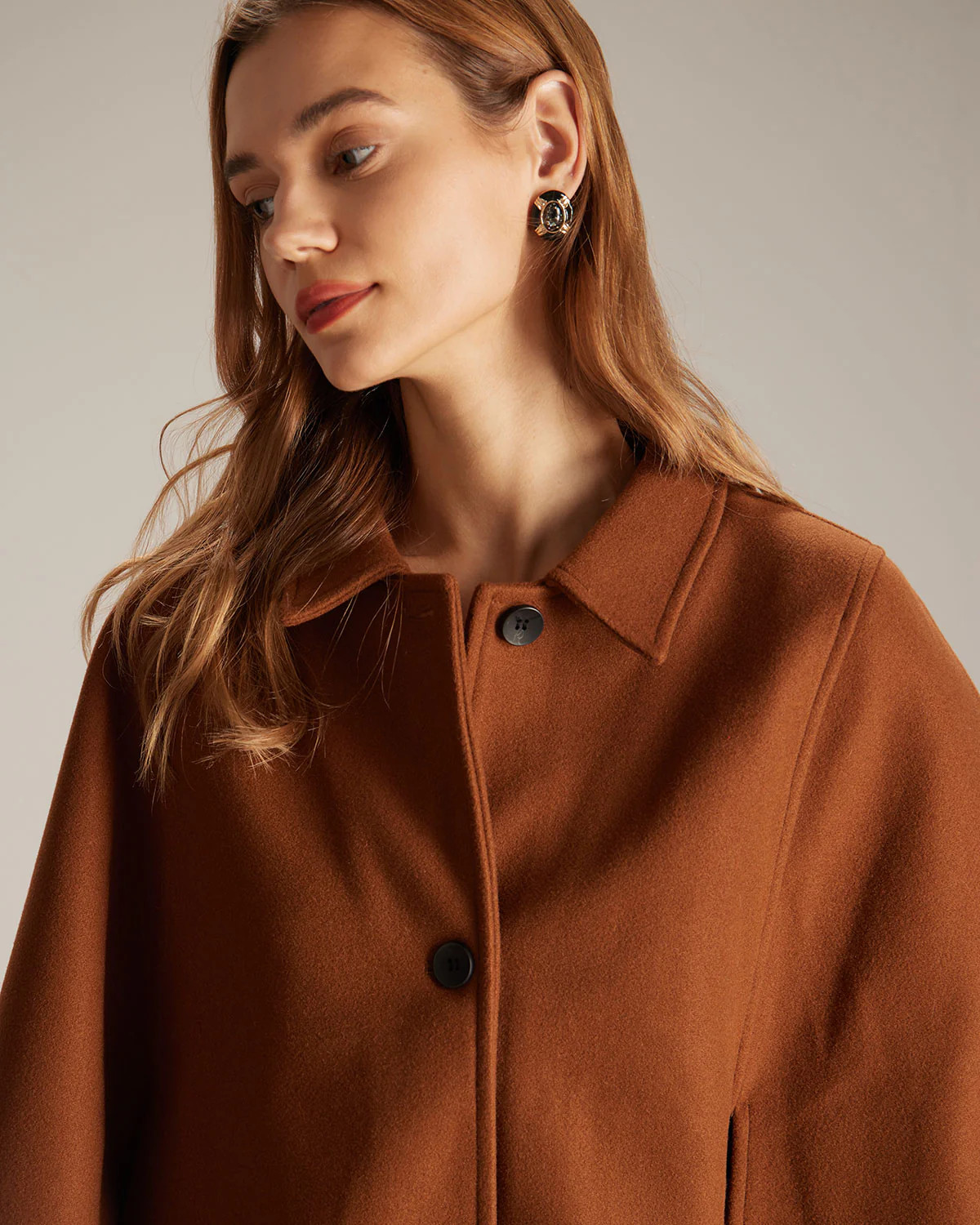 The Brown Collared Single Breasted Cape | rihoas.com
