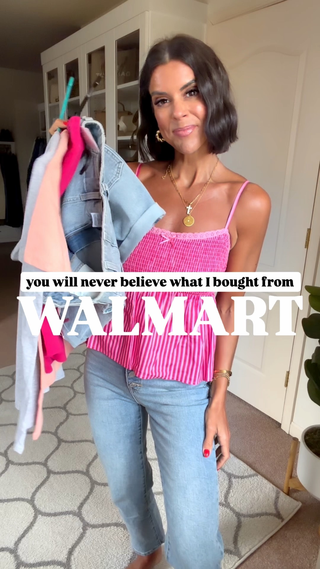 New Walmart finds!! I’m 5’5 and in size small in tank, graphic tees, pink long sleeve tee, and boxer shorts. Sized up one in the denim shorts.  All the jeans fit true to size. Size xs in tank with built in bra. 

#LTKootd #LTKSeasonal #LTKmomlife