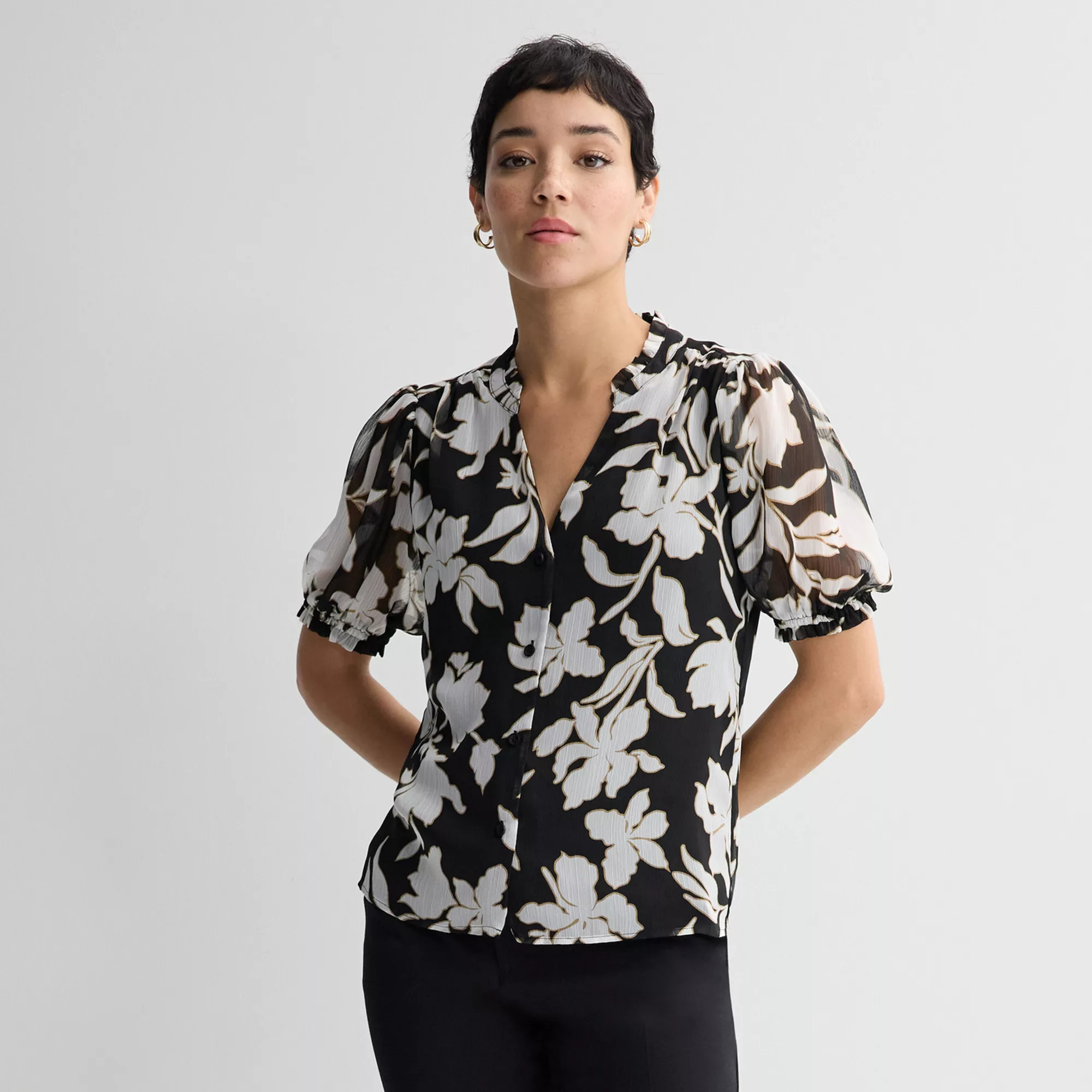 Women's Nine West Ruffle Button-Down Shirt | Kohl's