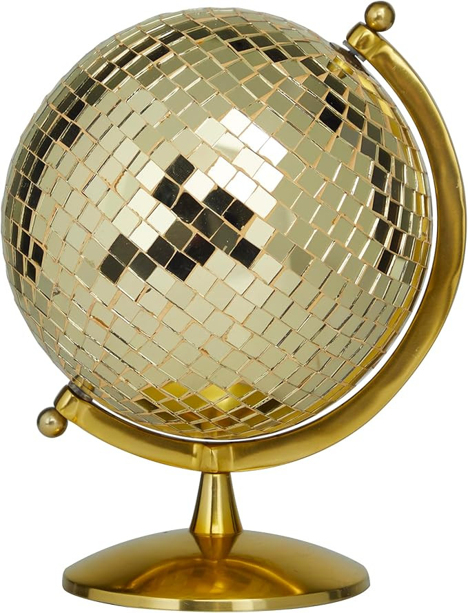 The Novogratz Stainless Steel Disco Ball Style Globe, 9" x 8" x 12", Gold | Amazon (US)