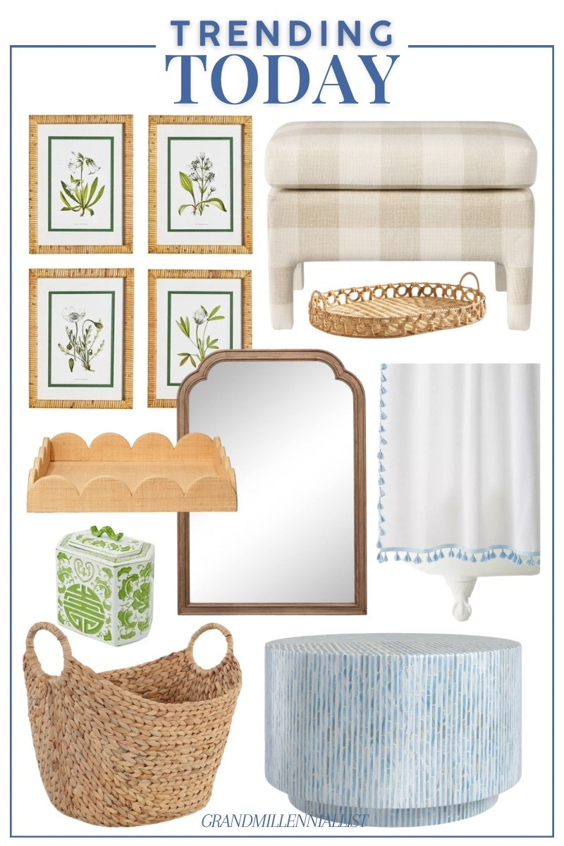 Home decor trending today!

Framed artwork / check bench / tassel shower curtain / French country mirror / basket storage / drum table / scalloped trays 

#LTKStyleTip #LTKHome