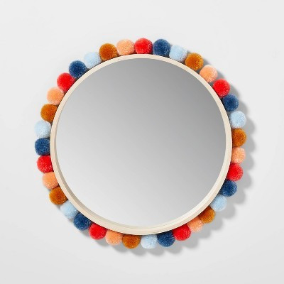 19" Round Colorful Pom-Pom Kids' Mirror - Pillowfort™ | Target