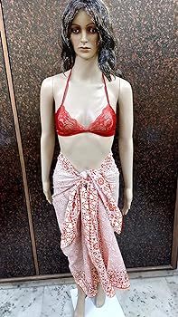 Amazon.com: FIKIMOS Cotton Sarong Hand Block Print Womens Swimsuit Wrap Cover Up Long (73" x 44")... | Amazon (US)