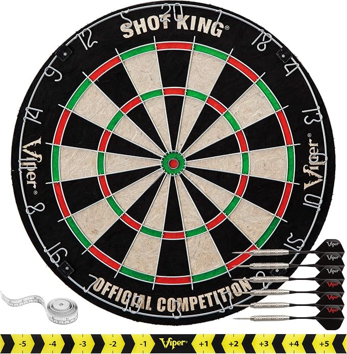 Shot King Regulation Bristle Steel Tip Dartboard Set with Staple-Free Bullseye, Galvanized Metal ... | Amazon (US)