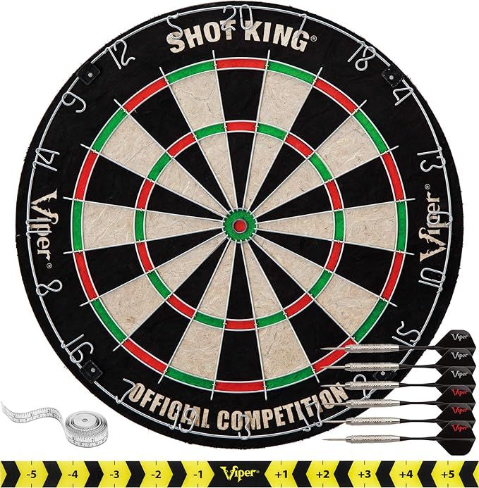 Shot King Regulation Bristle Steel Tip Dartboard Set with Staple-Free Bullseye, Galvanized Metal ... | Amazon (US)