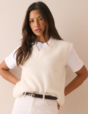 Ivory V Neck Knitted Vest | Nobody's Child