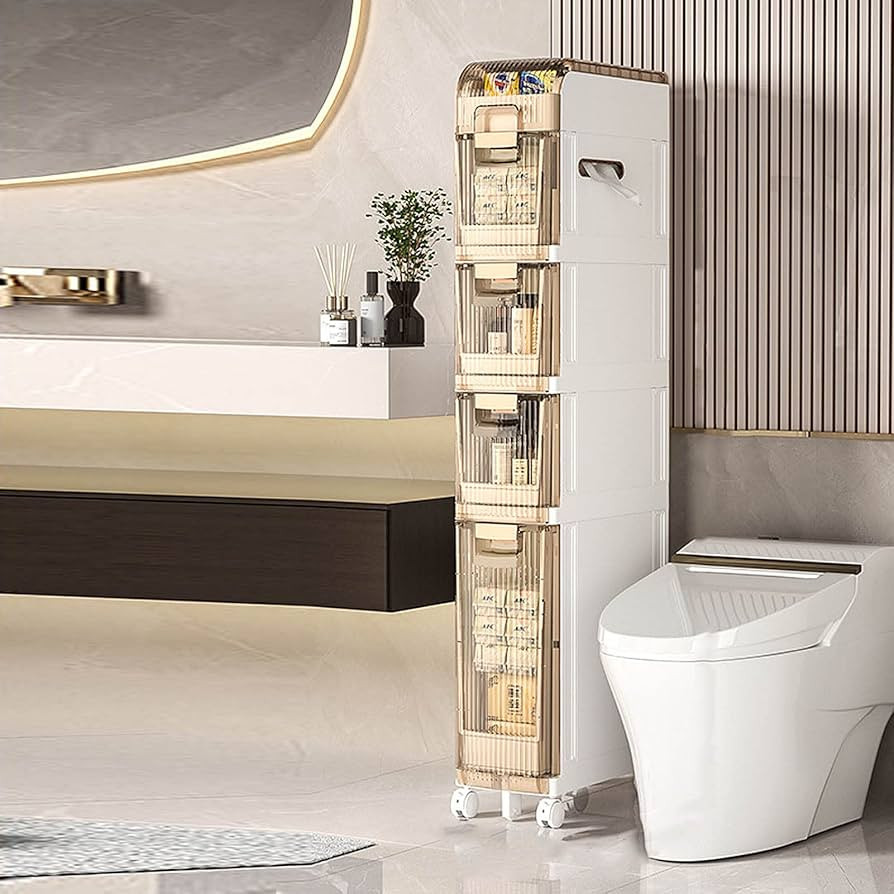 Tall Kitchen Storage Cabinet, Narrow Toilet Vanity Organizer Waterproof Toilet Paper Holder Stand... | Amazon (US)