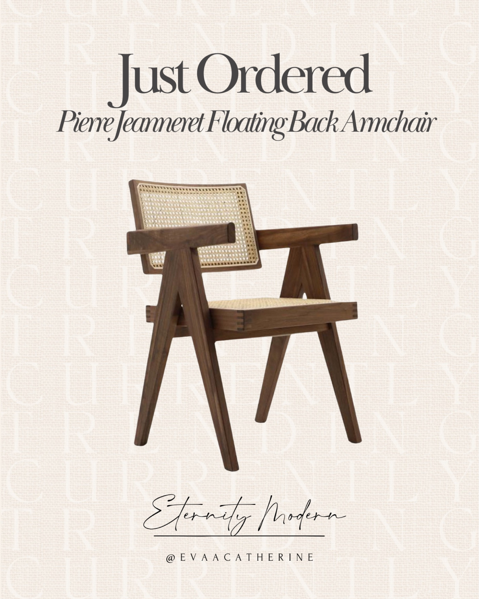 Can't get enough of this timeless design! Just ordered the Pierre Jeanneret Floating Back Armchair from Eternity Modern, and I can’t wait to style it in my home. The perfect blend of modern and vintage with that beautiful cane detailing. This piece is going to add so much warmth and character to my space!

Shop my favorite home finds on my LTK ✨

#PierreJeanneret #EternityModern #ModernClassic #CaneChair #HomeStyling #NeutralDecor #TimelessDesign #InteriorInspo #CasaChicollo #IndieAbodeStyle #LTKhome #LTKstyling #HomeDecorGoals”