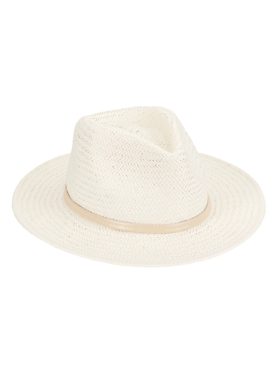 Women's Packable Straw Fedora - Ivory - Size Large | Saks Fifth Avenue