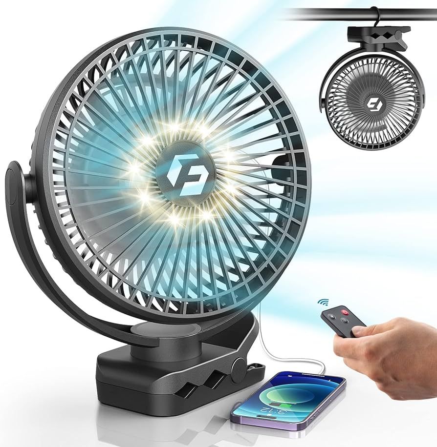 8-inch Clip on Fan - 12000mAh Portable Fan Battery Rechargeable with 3 Speeds and Strong Airflow,... | Amazon (US)