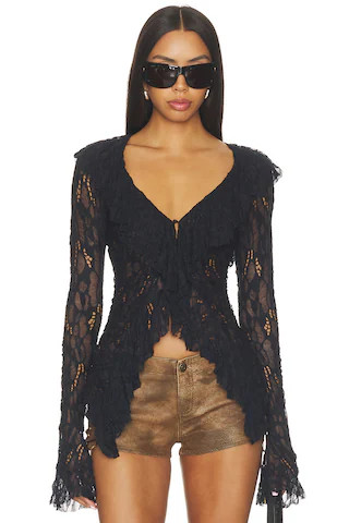 Free People Laney Cardi Top in Black. - size S | Revolve Clothing (Global)