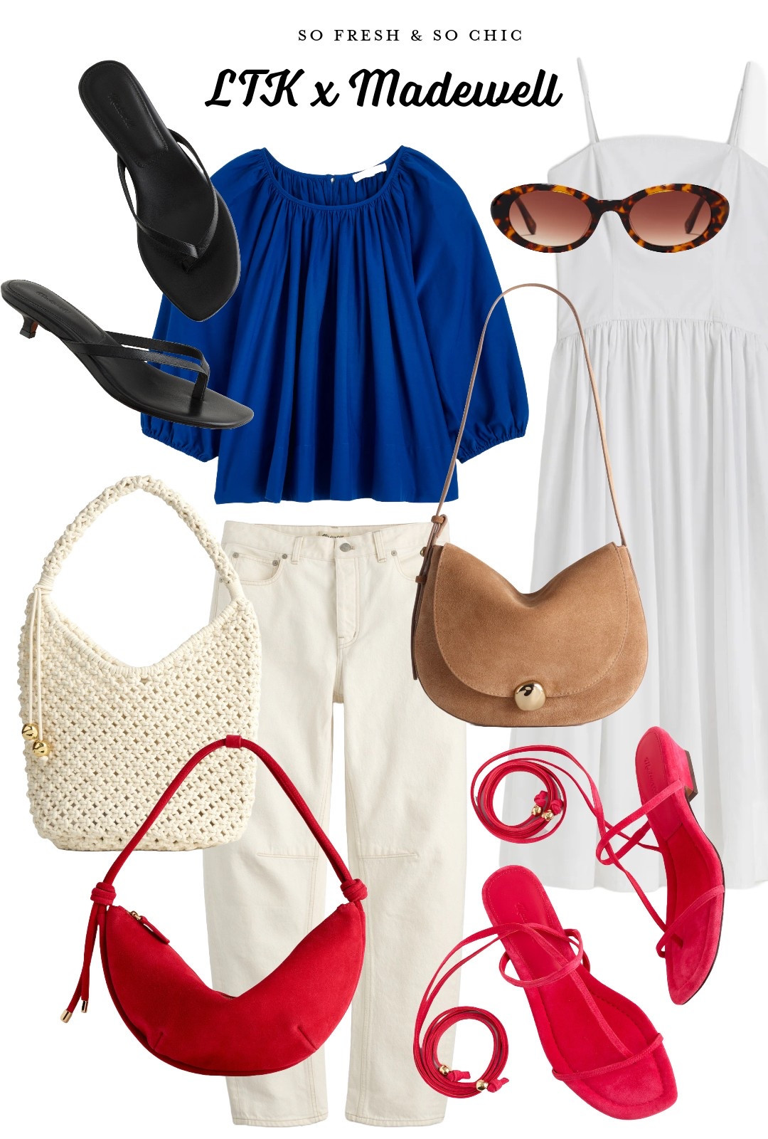 Summer LTK SALE picks from Madewell!
-
Leather thong kitten heel sandals - lace up red suede sandals - woven bag - suede shoulder bag - Red Crescent bag - indigo top - white barrel jeans - pink barrel jeans - white summer dress - white midi dress - oval sunglasses - Madewell sale 

#LTKStyleTip #LTKSaleAlert #LTKxMadewell