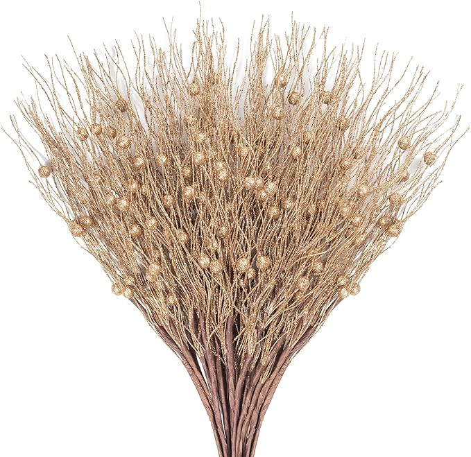 KI Store Bronze Gold Christmas Tree Picks Sprays Glittered Set of 20 for Christmas Tree Decoratio... | Amazon (US)