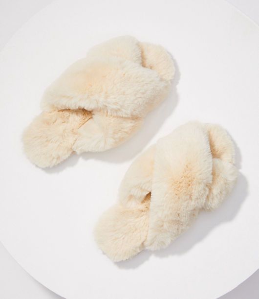 LOFT Faux Fur Slide Slippers | LOFT