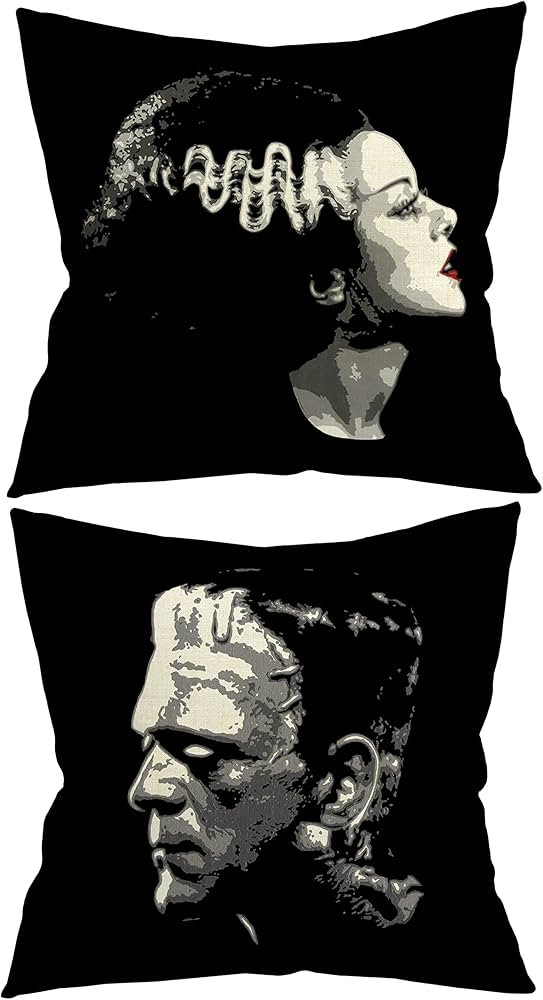 18x18 in Set of 2 Decorative Pillowcase Halloween Gothic Couple Horror Throw Pillow Cover Gifts f... | Amazon (US)