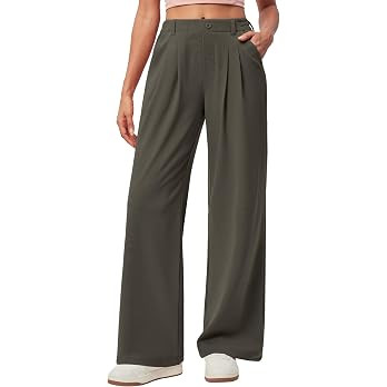 IUGA Wide Leg Pants Woman Pull on Stretchy Work Dress Pants High Waisted Business Casual Trousers... | Amazon (US)