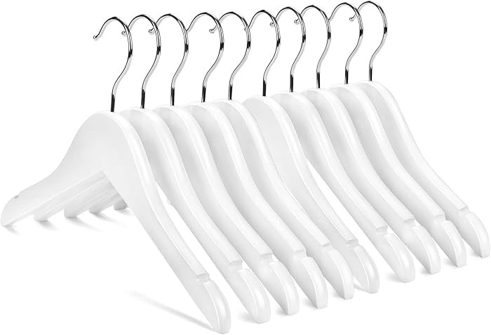 Nature Smile Kids Baby Children Toddler Wooden Shirt Coat Hangers with Notches and Anti-Rust Chro... | Amazon (US)