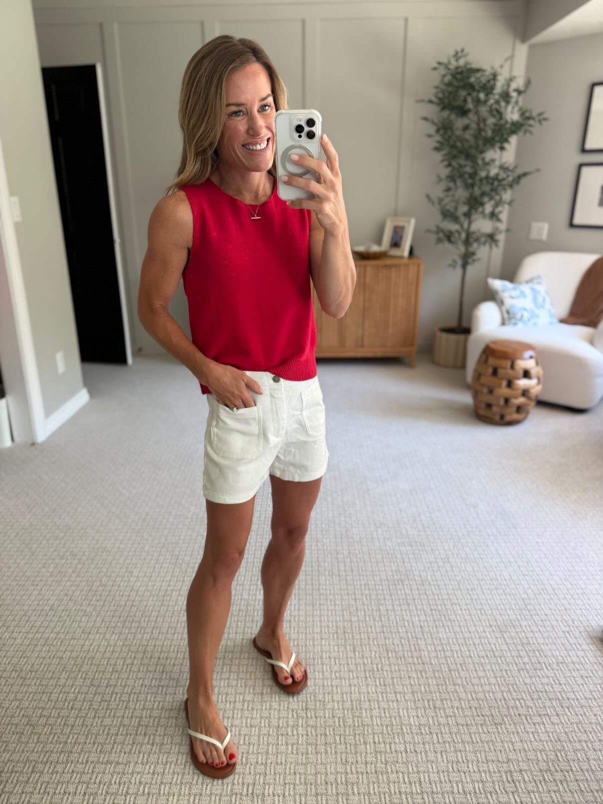 Cute summer outfit!

Amazon fashion Amazon finds white shorts red top sandals mom style casual outfit

#LTKmomlife #LTKgrwm #LTKootd
