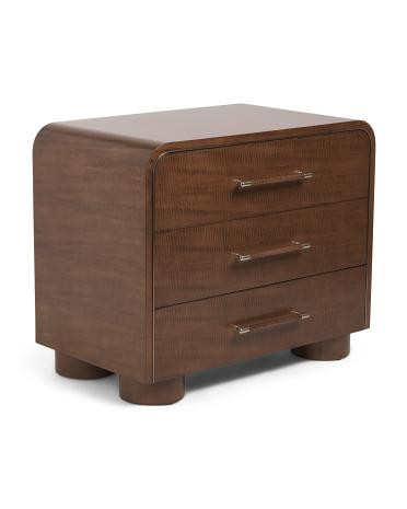 34x28 origins figured sycamore wood three drawer nightstand | TJ Maxx