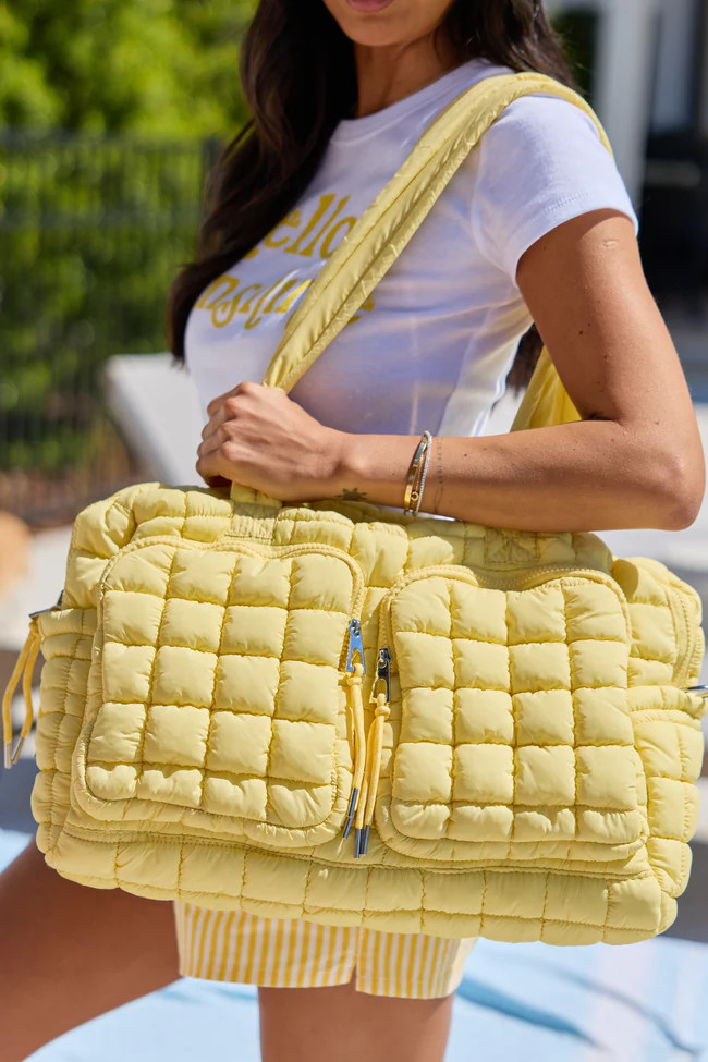 Haylie Butter Yellow Quilted Weekender Bag | Pink Lily