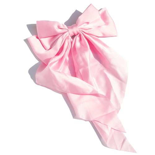 Large Pink Bows for Hair Bows for Women,Long Silk Pink Ribbon Bows for Girls 1 Pcs | Amazon (US)