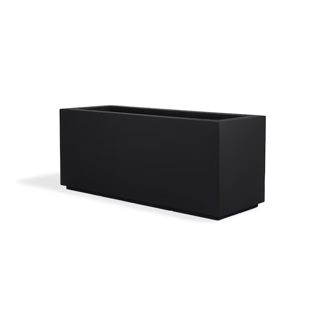 PolyStone Planters Rectangle 17.0-Inches W Extra Large Black Mixed/Composite Contemporary/Modern ... | Lowe's
