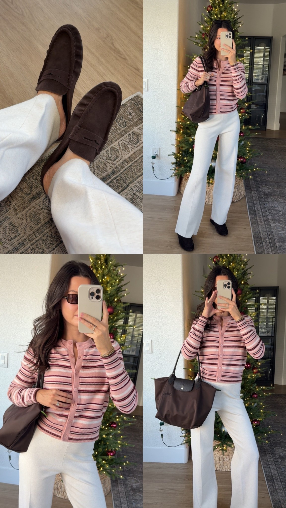 Outfit of the day! I’m 5’7” wearing size small in the striped cardigan sweater, 2/small in the pants, and true size 8 in the slide/mules! 

#LTKHoliday #LTKSeasonal #LTKootd