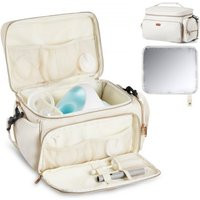 VEVOR Breast Pump Bag, Breast Feeding Bag with Waterproof Mat, Fits for S1/S2, Pumping Accessories & Breastmilk Storage, Portable Pump Carrying Case for Work, Travel and Family Use, Beige | Vevor US