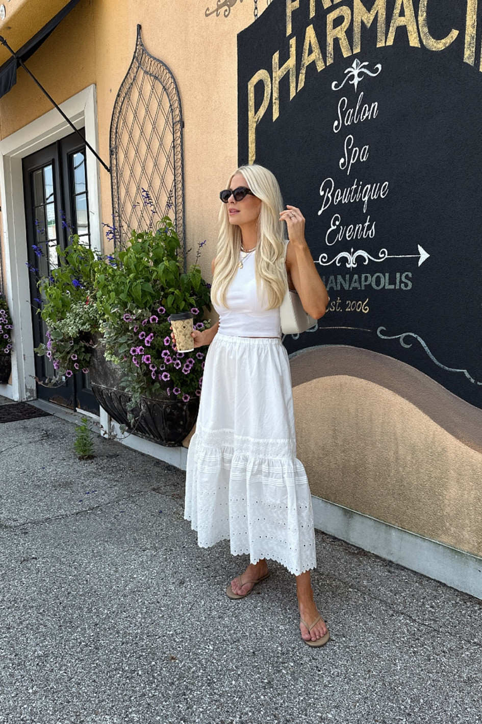 Wearing a small in skirt (half off right now), small in tank, shoes are tts (I go up to an 8)! #kathleenpost #getmylook