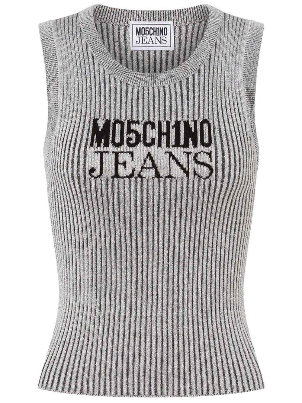 MOSCHINO JEANS Logo Knitted Top | Grey | FARFETCH | Farfetch Global