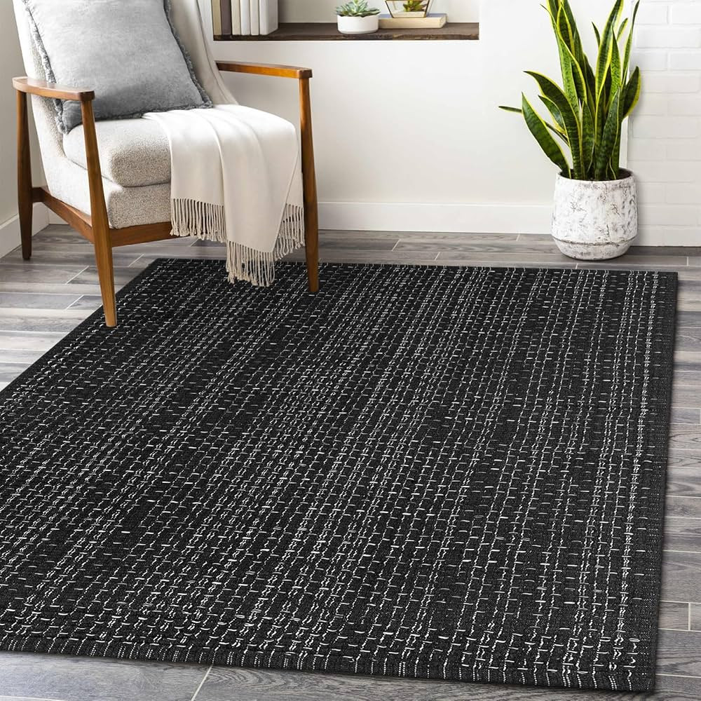 Seavish Modern Area Rug 3'x5' Black Cotton Woven Rug Farmhouse Clearance Laundry Room Mat Bathroo... | Amazon (US)