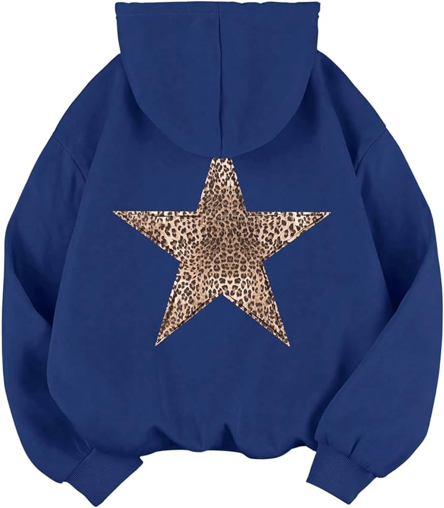 Baonmy Oversized Hoodies Women Star Leopard Print Hooded Preppy Fleece Sweatshirt Long Sleeve Y2K... | Amazon (CA)