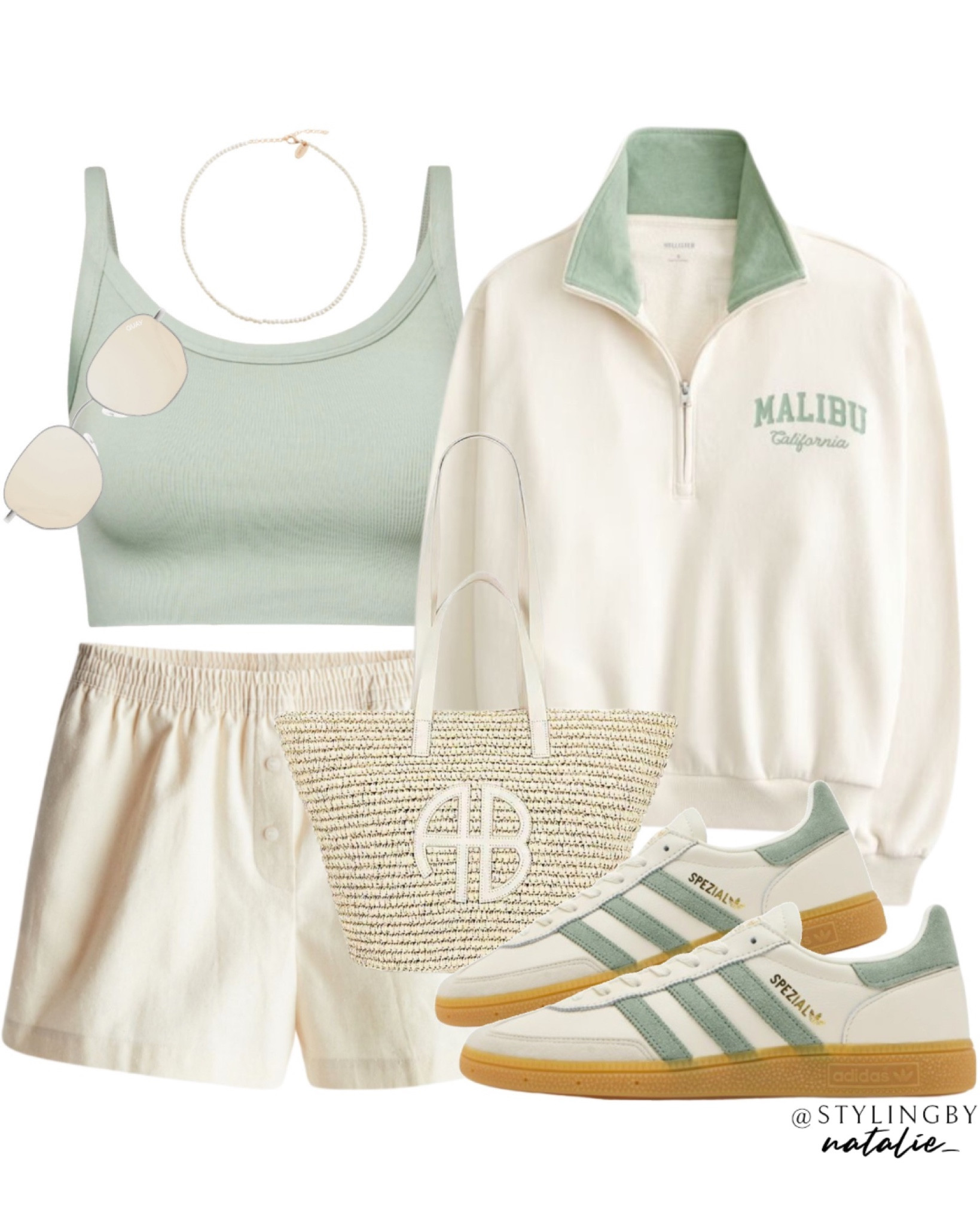 Graphic sweatshirt, twill shorts, adidas Spezial trainers, green bralette, tote bag, pearl necklace, adidas sneakers, boxer shorts, crop top, airport outfit, travel outfit, athleisure wear, athleisure outfit, comfy casual, summer look. 

#LTKeurope #LTKtravel #LTKstyletip