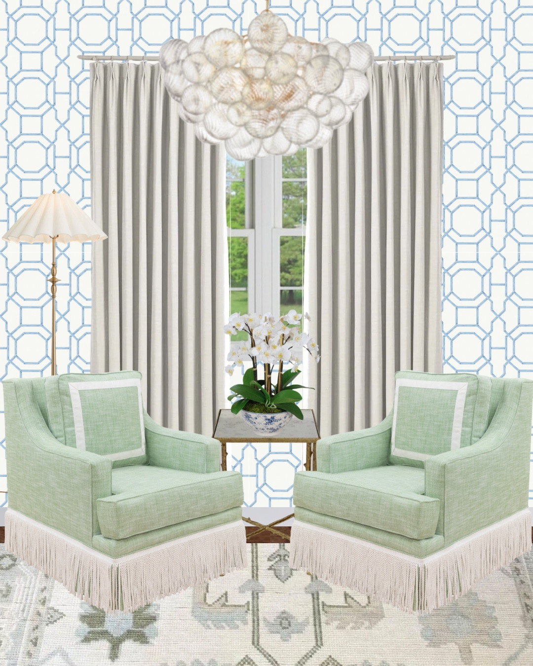 2 gorgeous living room sitting areas 😍 Which design is your favorite? 

living room design, living room decor, living room inspo, living room inspiration, sitting room design, sitting room decor, sitting room inspo, sitting room inspiration,  southern living room, traditional southern living room, classic contemporary home decor, southern home decor, southern traditional home decor, living room decor, living room inspiration, living room inspo, timeless decor, timeless home decor, classic home decor, traditional home decor, elegant home decor, timeless living room, Grandmillennial living room, Grandmillennial home decor, classic home, traditional home, timeless home, blue and white wallpaper, geometric wallpaper, dining room wallpaper, bathroom wallpaper, Amazon wallpaper, custom accent chair, accent chair with fringe, green accent chair, classic accent chair, living room accent chair, society social chair, oushak rug, green oushak rug, Etsy oushak rug, gold accent table, gold side table, bubble chandelier, affordable chandelier, visual comfort dupe, gold floor lamp, custom drapery, custom curtains, linen curtains, white curtains, white drapery

#LTKStyleTip #LTKHome #LTKSaleAlert