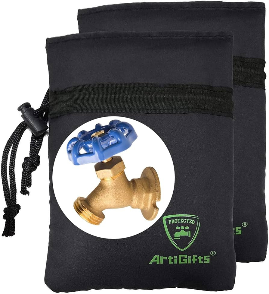 ArtiGifts Pro Outdoor Faucet Cover Socks for Winter Freeze Protection, 5.9" W x 7.7" H, Black, Se... | Amazon (US)