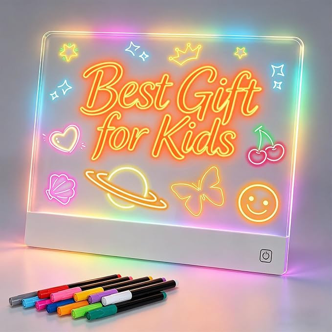 16-Inch LED Note Board Rechargeable with 7 Colors, Doodle Glow Board Neon Art Dry Erase Light Up ... | Amazon (US)