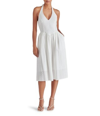 Ressi Eyelet Halter Neck Sleeveless Smocked Back Midi Dress | Dillard's