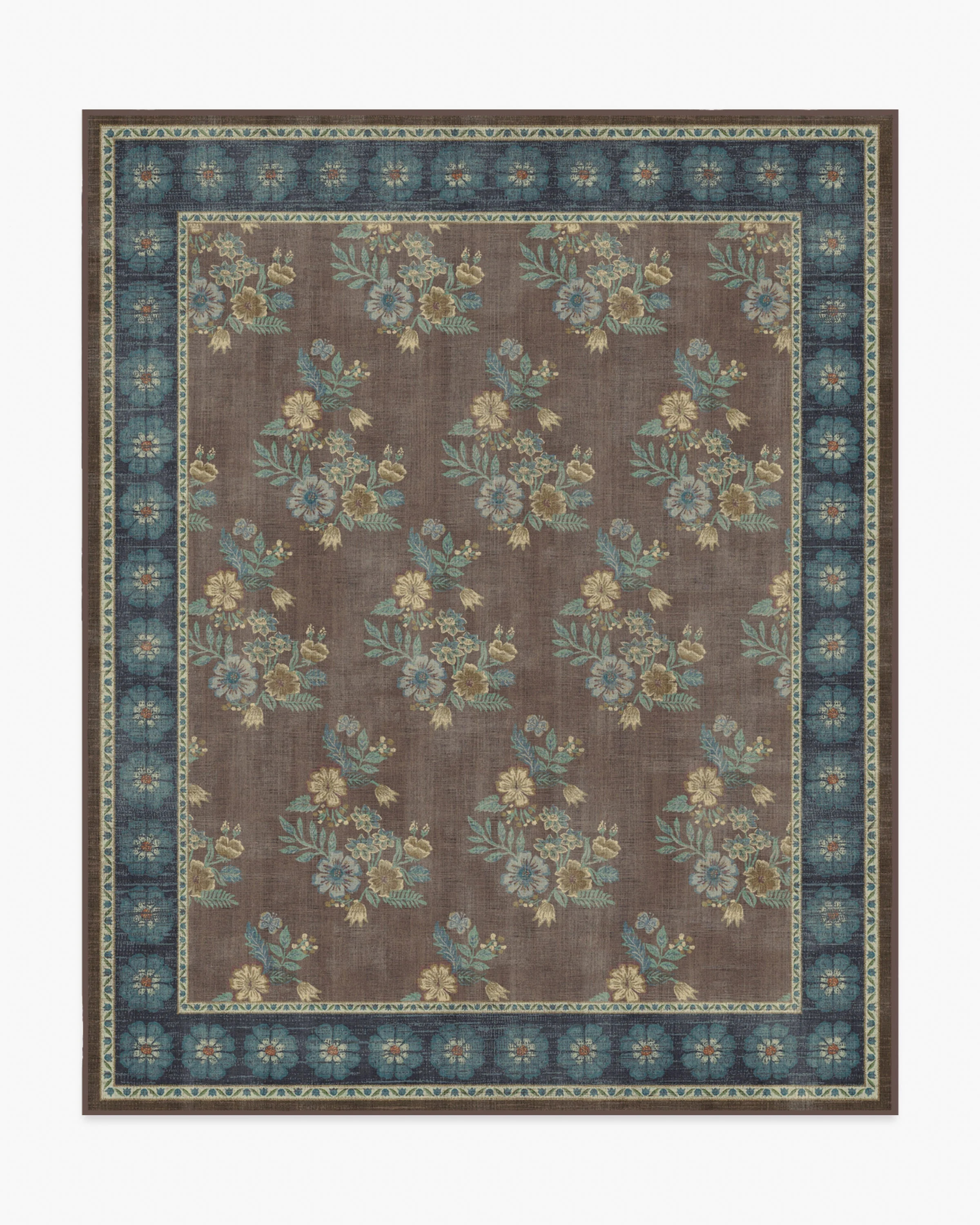 Pennywood Brown & Blue Rug | Ruggable