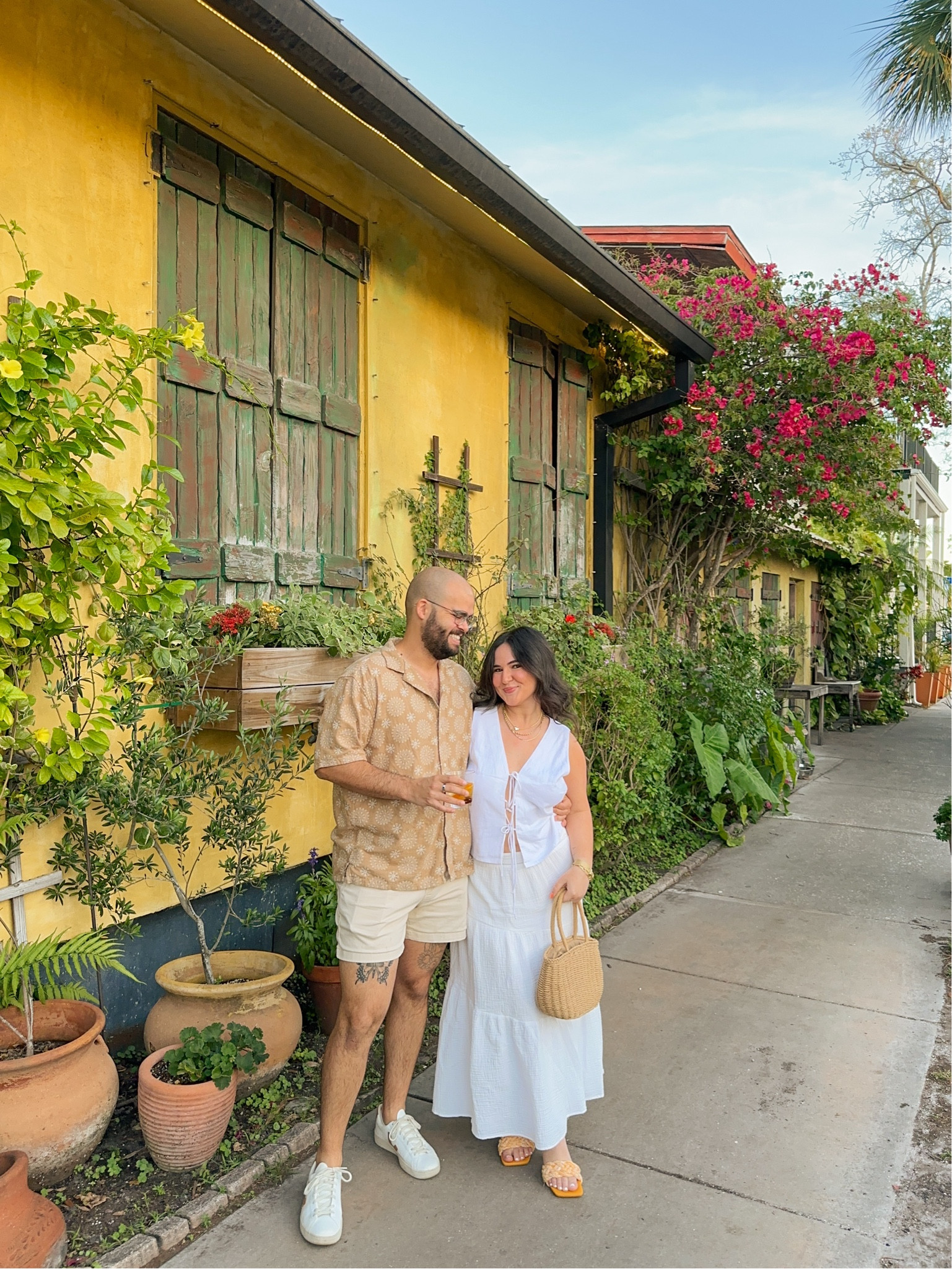 Outfit isn't available but linking similar tops & skirts! ✨ summer outfit idea, date night outfit, white maxi skirt, monochrome outfit, white on white, straw bag, colorful heels, maxi skirt outfit, his and hers outfit, couples outfit, summer outfits for him

#LTKstyletip #LTKmens