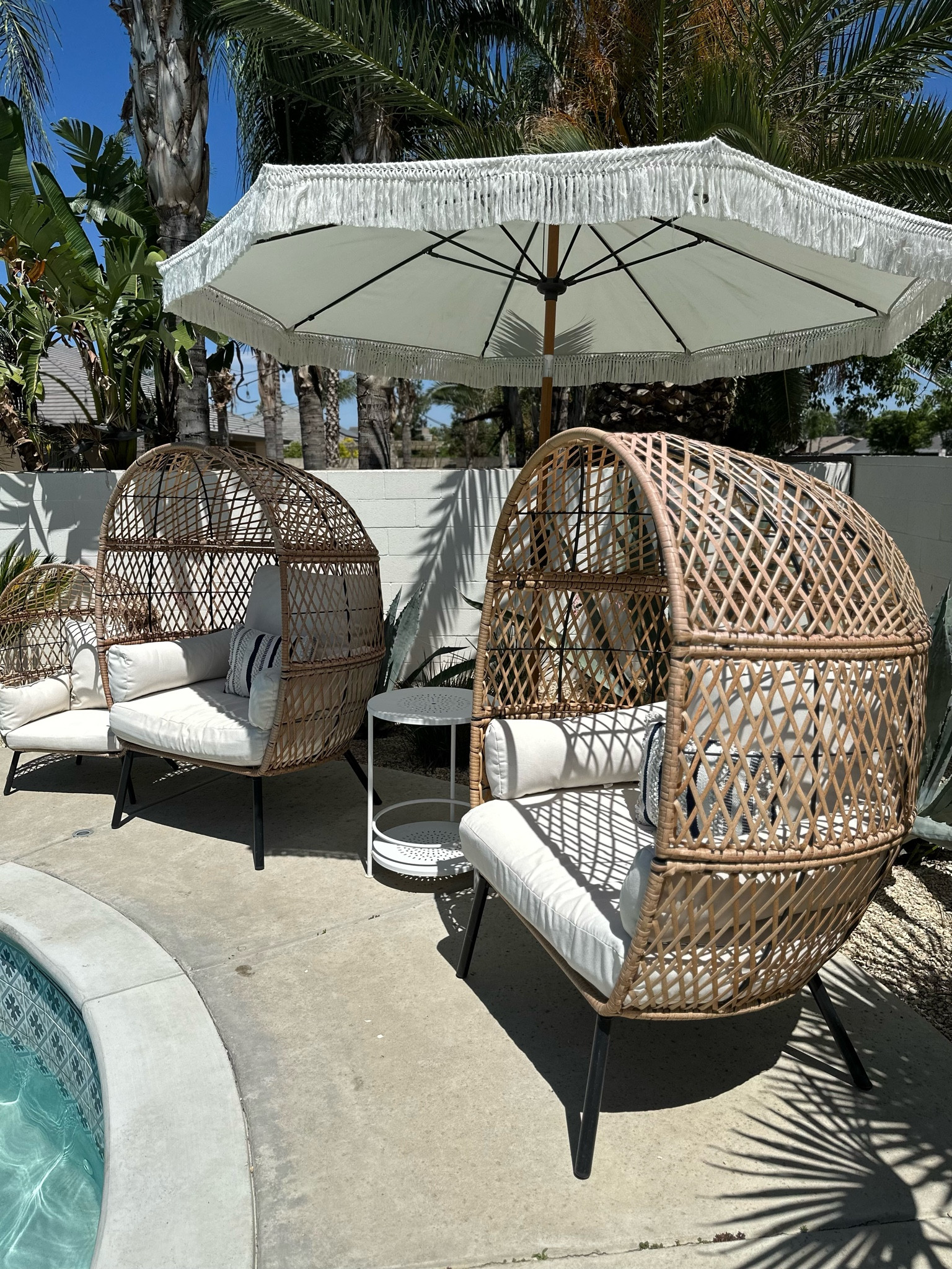 Walmart egg chairs are on sale for $297! Also linking the mini size too!

Outdoor, patio furniture, fringe umbrella

#LTKhome #LTKSeasonal #LTKsalealert