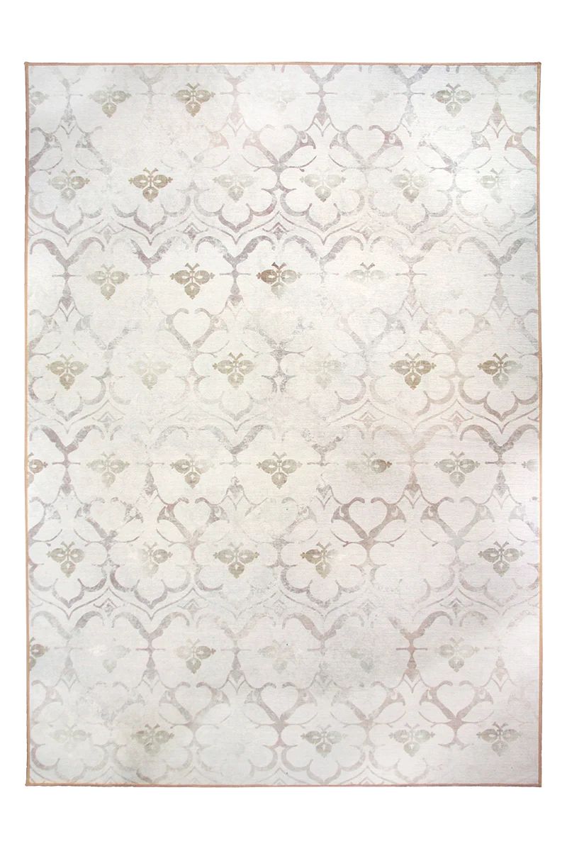 Leilani Damask Ivory Washable Rug | My Magic Carpet
