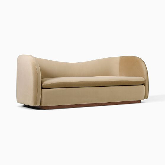 Kaufman 86" Sofa, Deluxe Velvet, Camel, Cool Walnut | West Elm (US)