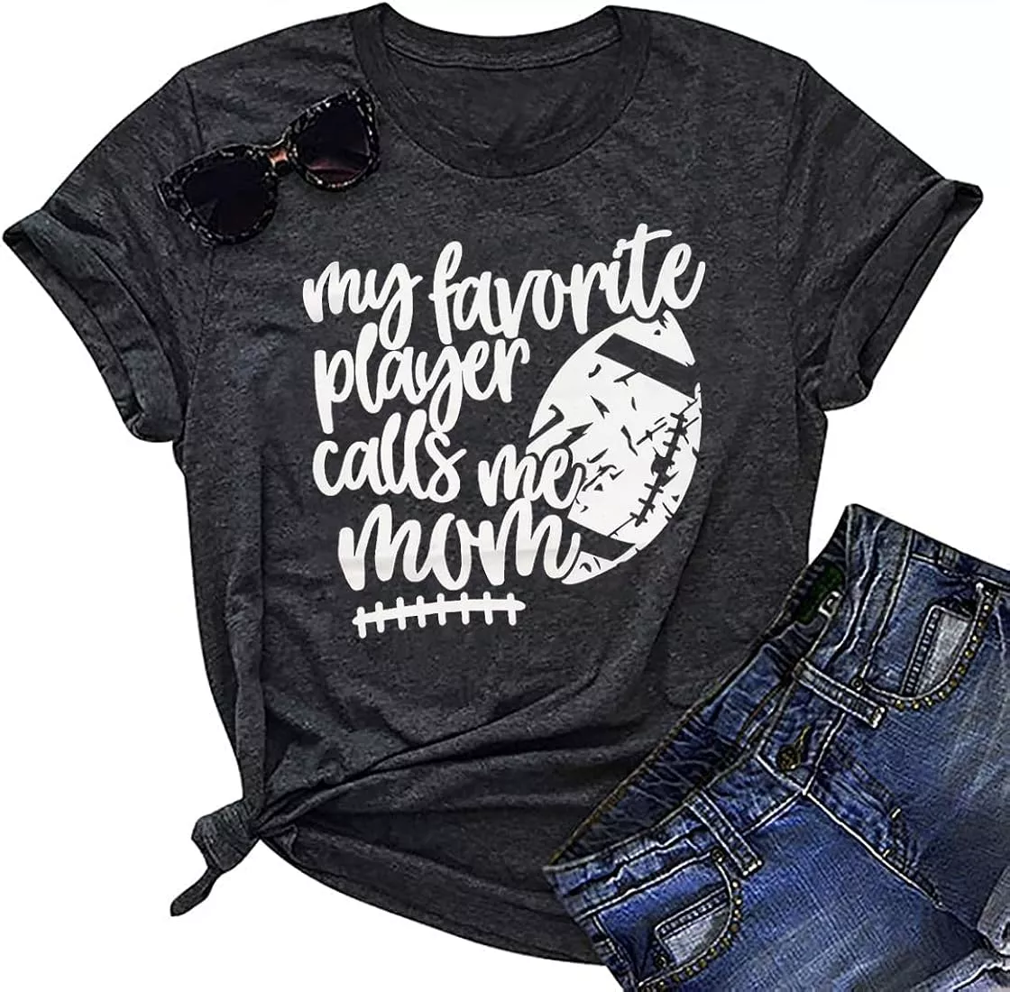 Game Day Shirt Women Football Mom T-Shirt Short Sleeve Sunday Funday Tee  Top Apricot at  Women's Clothing store