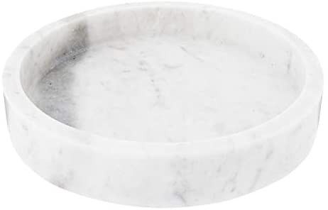 Creative Co-Op DF2369 8" Round Carved Marble Tray, White | Amazon (US)